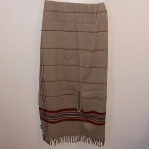 Madewell Striped Fringed Poncho Sweater